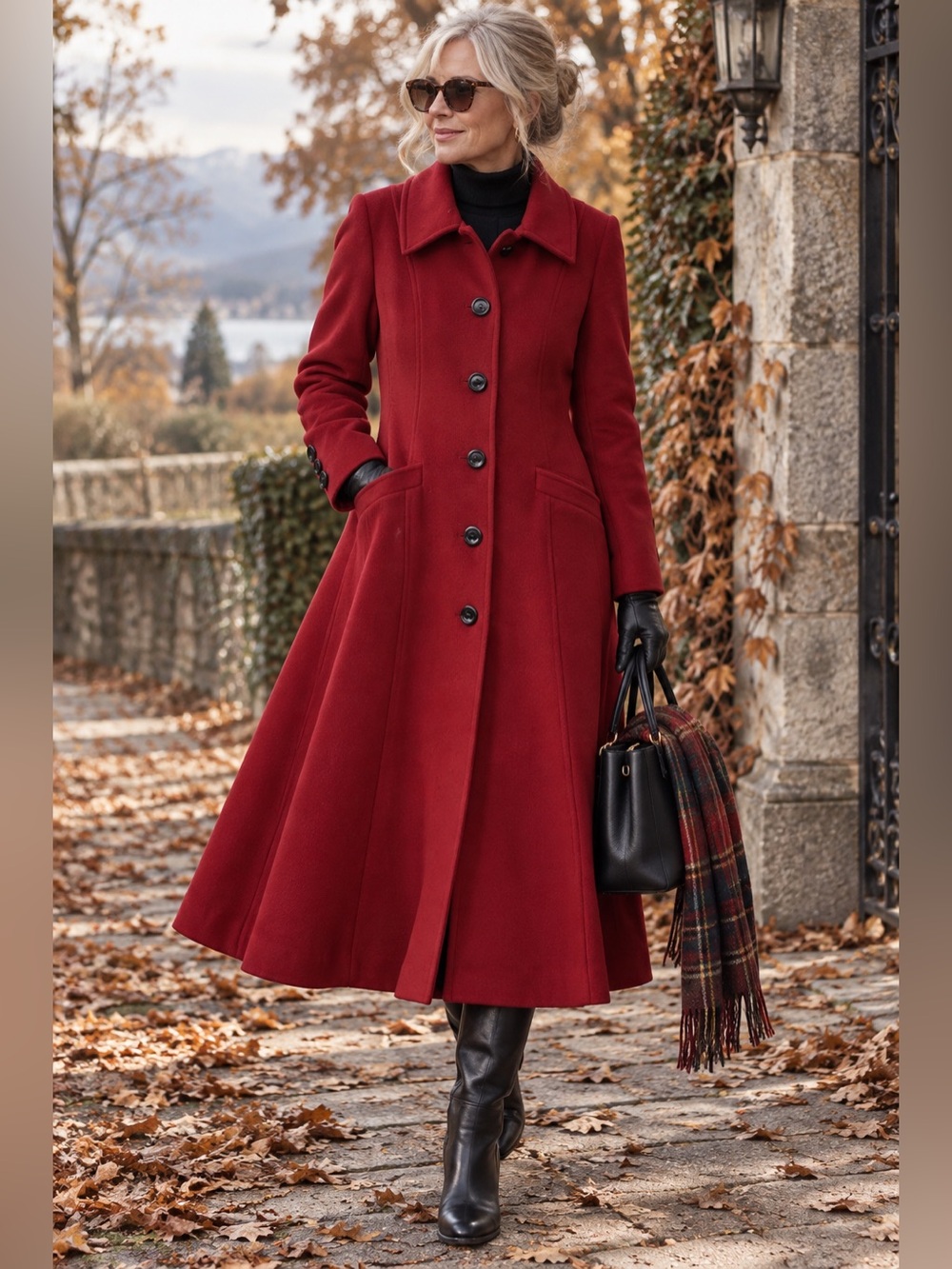 Windsmoor Red Wool Cashmere Fit & Flare Long Coat Size 10